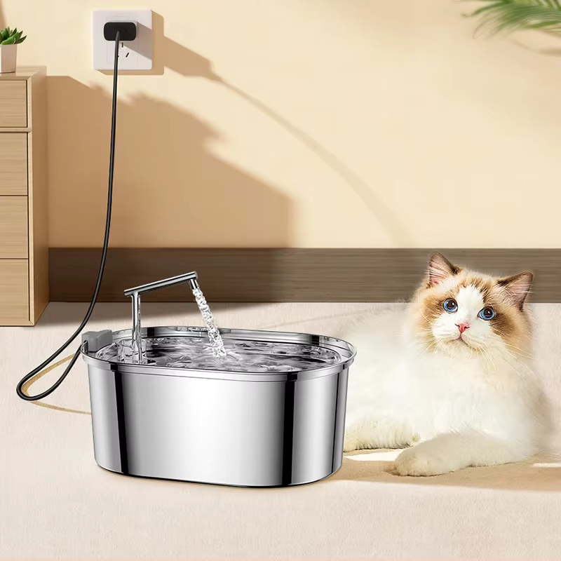 FONTAINE INOX OVALE AVEC ROBINET