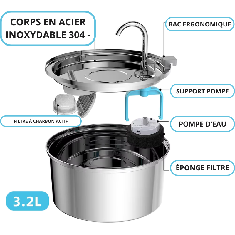 FONTAINE EN INOX AVEC ROBINET