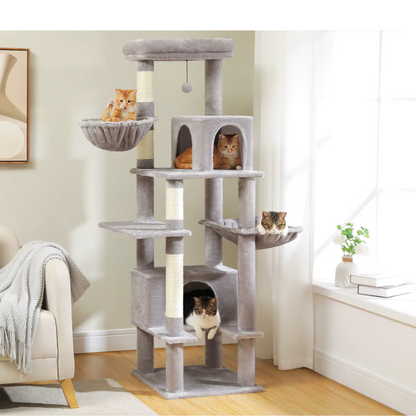 ARBRE À CHAT 5 ÉTAGES + 2 HAMACS