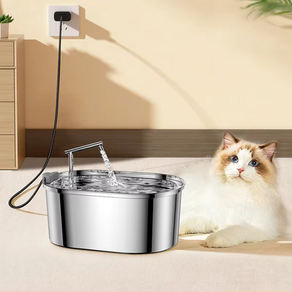 FONTAINE INOX OVALE AVEC ROBINET