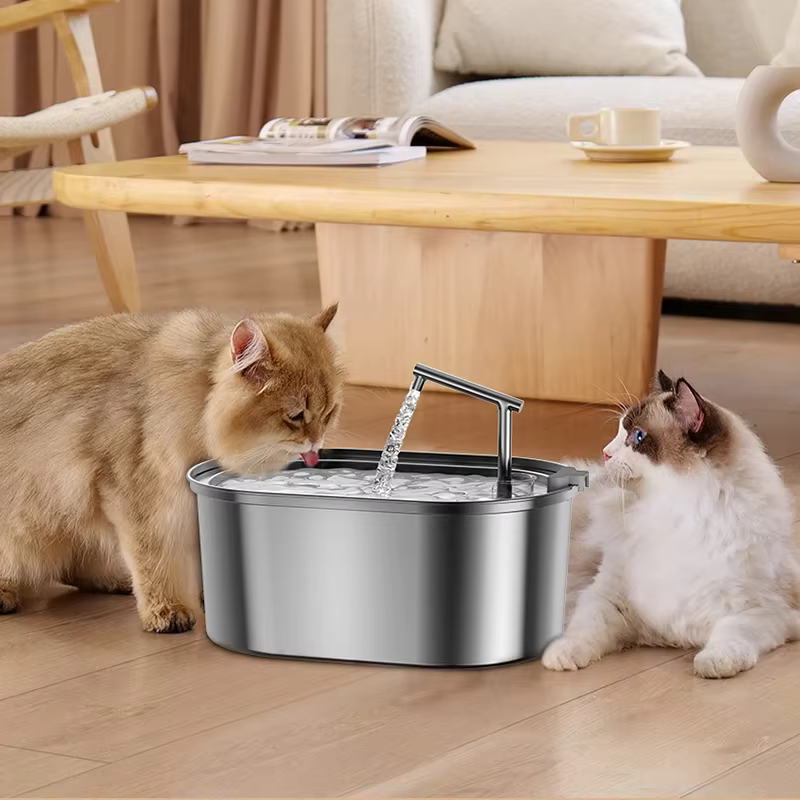 FONTAINE INOX OVALE AVEC ROBINET