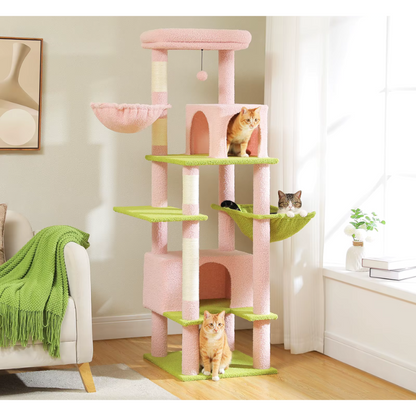 ARBRE À CHAT 5 ÉTAGES + 2 HAMACS