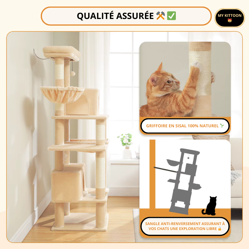 ARBRE À CHAT 5 ÉTAGES + 2 HAMACS