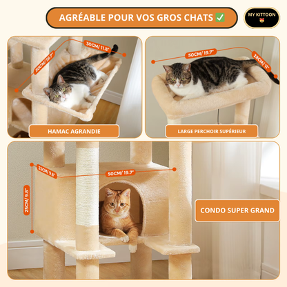 ARBRE À CHAT 5 ÉTAGES + 2 HAMACS