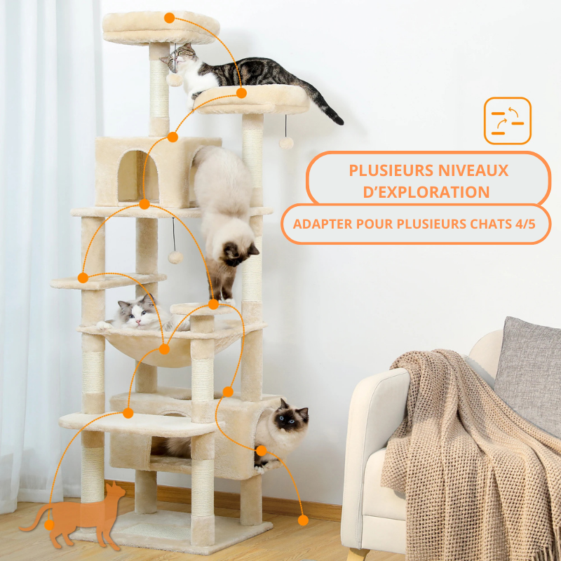 ARBRE À CHAT 5 ÉTAGES + HAMAC