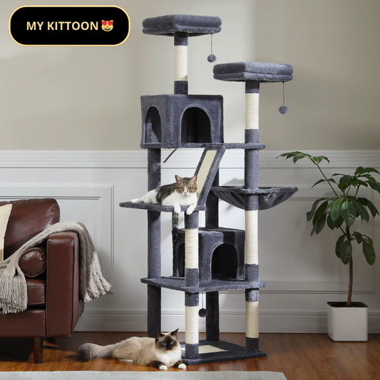 ARBRE À CHAT 5 ÉTAGES + PERCHOIR + HAMAC