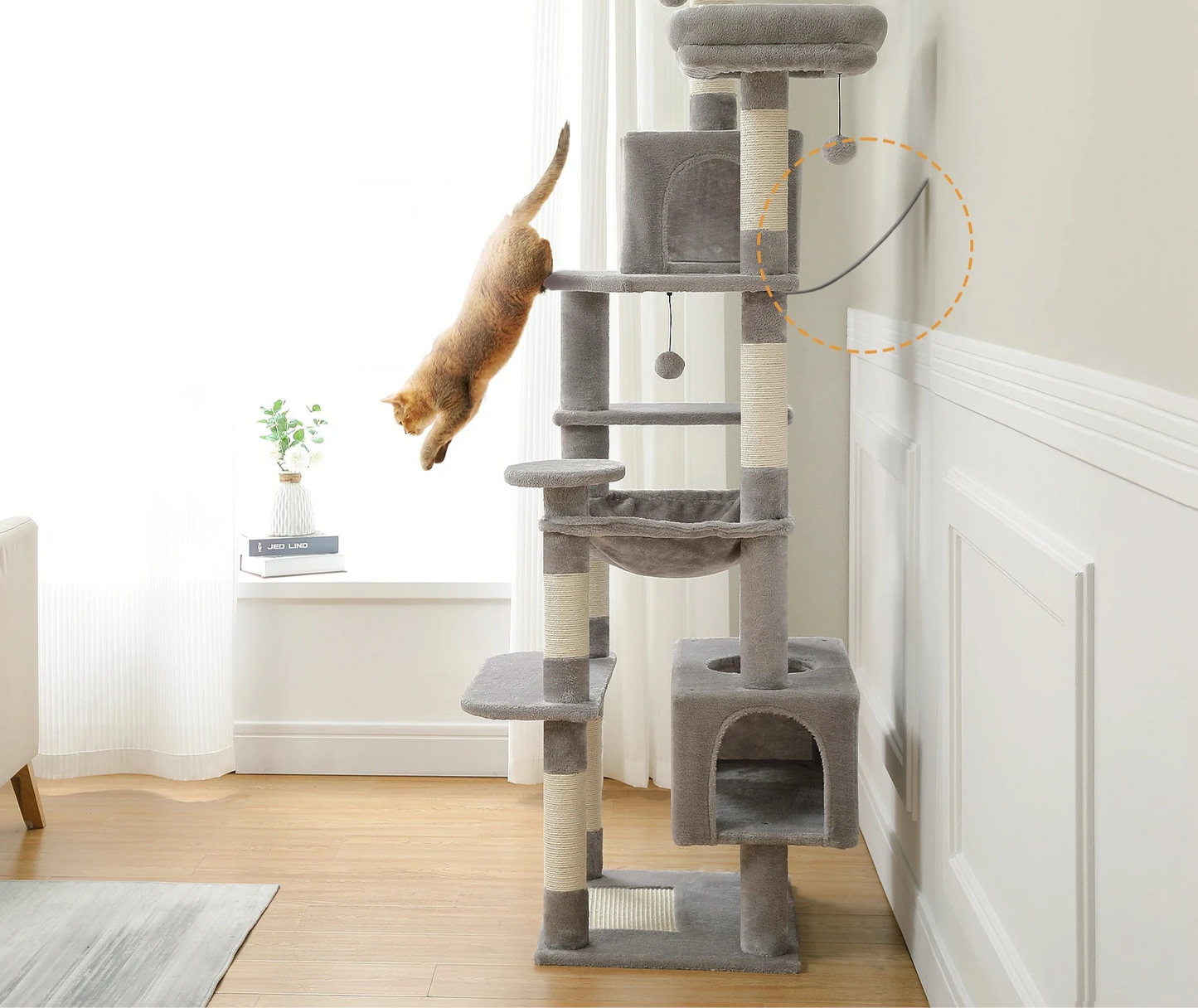 ARBRE À CHAT 5 ÉTAGES + HAMAC
